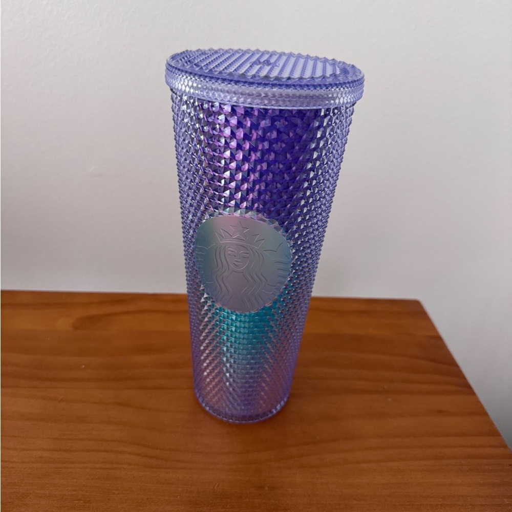 Starbucks Iridescent Purple Blue Spike Acrylic Cold Travel Tumbler Mug 24oz